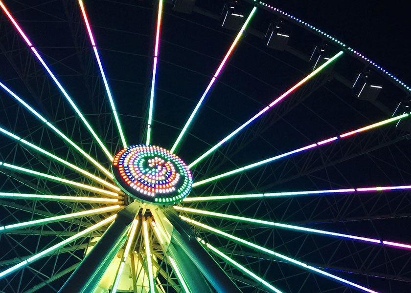 The Skywheel lit up at The Island in Pigeon Forge